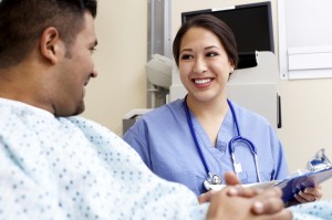 Healthcare worker with a patient